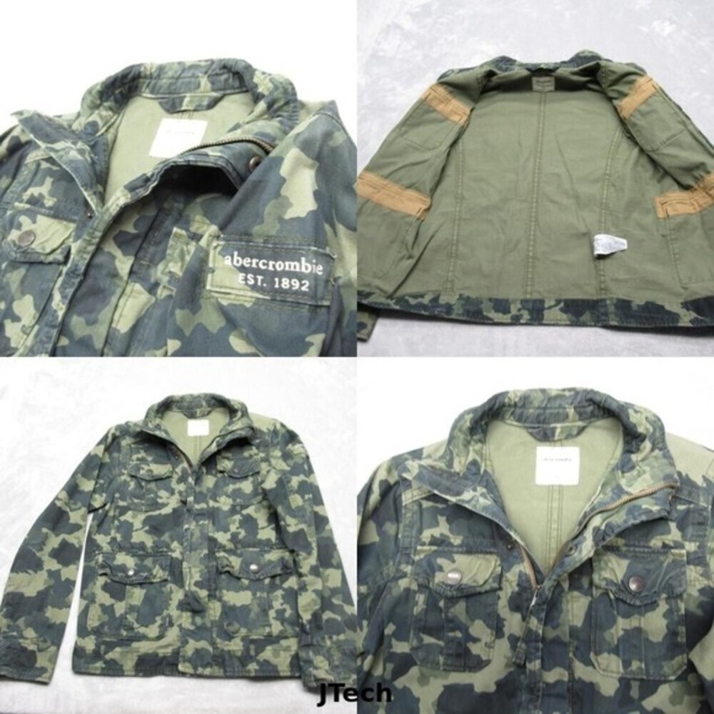 Abercrombie & Fitch Jacket‎ Youth Large Green Camouflage Cotton Utility Durable